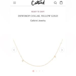 Catbird dew drop yellow gold , diamond and pearl necklace